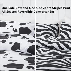 img 1 attached to Stylish and Versatile PHANTASIM Cow Print & Zebra-Stripe Comforter Set – Queen Size, Black & White Reversible 3 Piece Bedding Set with 2 Pillowcases