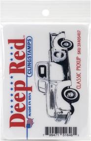 img 1 attached to 🚗 Deep Red Stamps Classic Pickup Truck Cling Stamp - Authentic Vintage Design, 3" by 1.25" - Deep Red