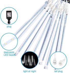 img 1 attached to Aluan Christmas Lights Meteor Shower Rain Lights - 10 Tubes, 240 LEDs, 12 Inch Waterproof Plug-In Falling Rain Fairy String Lights for Halloween, Christmas, Holiday, Party, Home, Patio, Outdoor Decoration in White