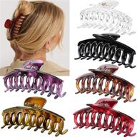 💪 6 pack big claw hair clips for women with thick hair - 4.3’’ jumbo hair clips for strong hold, jaw hair clips hair catch barrette large banana clips - stylish hair accessories for hair styling logo