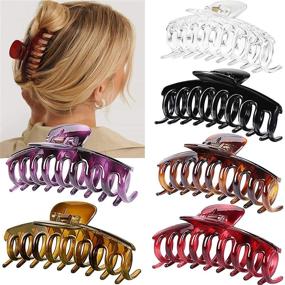 img 4 attached to 💪 6 Pack Big Claw Hair Clips for Women with Thick Hair - 4.3’’ Jumbo Hair Clips for Strong Hold, Jaw Hair Clips Hair Catch Barrette Large Banana Clips - Stylish Hair Accessories for Hair Styling