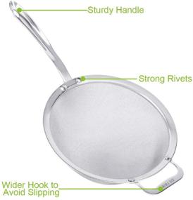 img 1 attached to 🧲 Premium Stainless Steel 18/8 Mesh Strainer: Extra Fine Quinoa Sieve with Sturdy 9" Handle & Wide Hook - Ideal Flour Filter