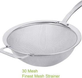 img 2 attached to 🧲 Premium Stainless Steel 18/8 Mesh Strainer: Extra Fine Quinoa Sieve with Sturdy 9" Handle & Wide Hook - Ideal Flour Filter