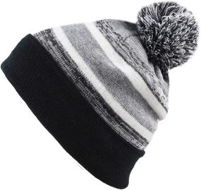 img 4 attached to 🧢 Hat Depot Boys' Cuffed Beanie Stripe - Accessorize with Style!