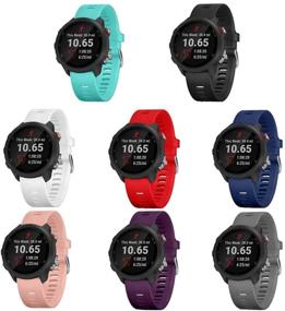 img 4 attached to 📟 TECKMICO 8PCS Bands Compatible with Garmin Forerunner 245/645, 20mm Soft Silicone Replacement Bands for Garmin Forerunner 245/645 GPS Running Watch - 8-Pack with Buckle Design (NO Tracker)