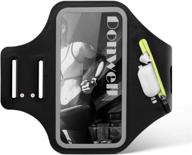 donwell cell phone armband: secure holder for iphone 13/12/pro max/galaxy - ideal for running & walking - black logo