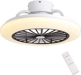 img 2 attached to 🌀 Contemporary Ceiling Fan with LED Lights, 19.7'' Thin Enclosed Modern Fan 3 Color Changing Quiet Fandelier Adjustable 6 Speeds Remote Control with Timer - White Fan Chandelier