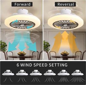 img 1 attached to 🌀 Contemporary Ceiling Fan with LED Lights, 19.7'' Thin Enclosed Modern Fan 3 Color Changing Quiet Fandelier Adjustable 6 Speeds Remote Control with Timer - White Fan Chandelier