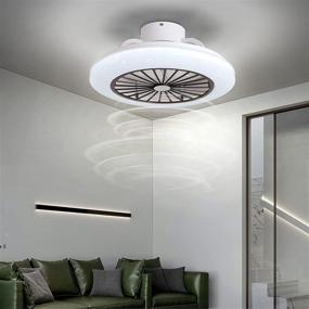 img 4 attached to 🌀 Contemporary Ceiling Fan with LED Lights, 19.7'' Thin Enclosed Modern Fan 3 Color Changing Quiet Fandelier Adjustable 6 Speeds Remote Control with Timer - White Fan Chandelier