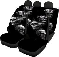 enhance and protect your car seats with howilath black skull car seat covers - full set, universal fit, comfortable breathable fabric cushion for front and back seats logo