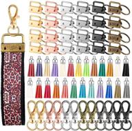 🔑 furge 72-piece key fob hardware set with colorful leather keychain tassels and swivel snap hooks: perfect keychain and wristlet supplies in 6 colors logo