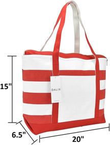 img 1 attached to 🔴 DALIX Striped Monogrammed Beach Tote Bag - Red Ballent Letter A-Z