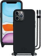 📱 switcheasy iphone 12 / iphone 12 pro case - play, liquid silicone case with crossbody lanyard, adjustable neck strap, full-body shockproof protection - black logo