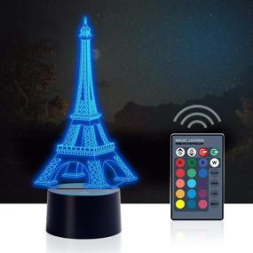 img 4 attached to 🗼 Paris France Eiffel Tower 3D Optical Illusion Night Light - Romantic, Smart Touch Control, 7 Colors Changing, USB Powered - Perfect Home Decor - Model ZB-2821