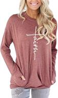 zilin women's casual long sleeve tunic tops sweatshirt with pockets - letter print crewneck t-shirt логотип