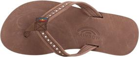 img 2 attached to 🌈 Красочный комфорт: детские сандалии Rainbow Sandals Premier Leather с узким кристальным ремешком.