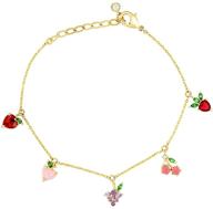 💎 dazzling pingyongchang 14k gold plated charm bracelet anklet: exquisite fruit charms & sparkling crystals – a delightful women's gift for parties and beach gatherings! logo