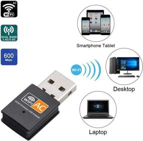 img 2 attached to XVZ USB WiFi Adapter, 600Mbps Dual Band 2.4G/5G Wireless Network Card, Mini WiFi Dongle for Laptop/Desktop/PC, Windows10/8/8.1/7/Vista/XP/2000, Mac OS X 10.6-10.13 Support