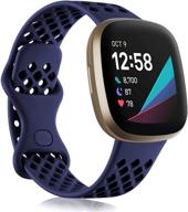 🔵 синие браслеты nofeda: мягкие tpu-замены для fitbit sense/versa 3 с воздушными отверстиями - спортивные и дышащие ремешки для женщин и мужчин (крупный размер)! логотип