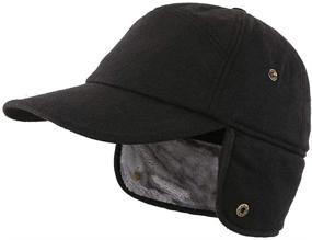 img 4 attached to Men's Winter Hat with Brim Earflap - Fitted Faux Fur Baseball Cap by Home Prefer