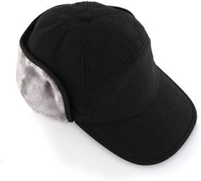 img 1 attached to Men's Winter Hat with Brim Earflap - Fitted Faux Fur Baseball Cap by Home Prefer