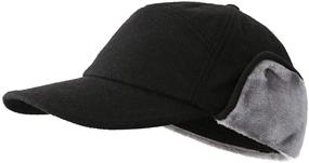 img 3 attached to Men's Winter Hat with Brim Earflap - Fitted Faux Fur Baseball Cap by Home Prefer