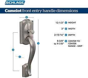 img 1 attached to 🔑 Schlage FE285 CAM 619 GEO Камалот Front Entry Handleset с Джорджийской ручкой в нижней части: стильный дизайн с гладким сатиновым никелем для улучшенной домашней безопасности.