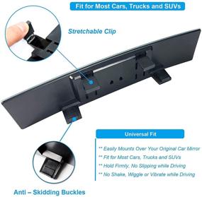 img 1 attached to 🚘 Enhance Your Driving Experience with KITBEST Clip On Panoramic Rearview Mirror – Anti Glare for Cars, SUVs, and Trucks