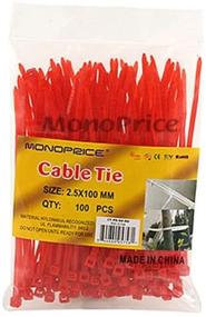 img 1 attached to 🔴 Monoprice Cable Tie 4 inch 18LBS, 100pcs/Pack - Red: Organize and Secure Your Cables with Ease