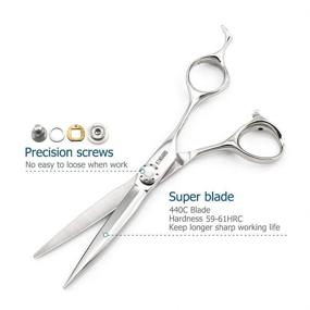 img 2 attached to ✂️ 6 Inch Hair Scissors - Barber Scissors for Haircuts with 440C Steel Blades by Kinsaro