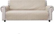 🛋️ ameritex couch sofa slipcover - 100% waterproof nonslip quilted furniture protector slipcover for dogs, children, and pets - machine washable - beige, 68 inches logo