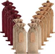 🍷 set of 12 multicolor burlap wine bags with drawstrings - reusable jute wine bottle gift bags for christmas, parties, birthdays, weddings, travel, housewarming - including tags логотип