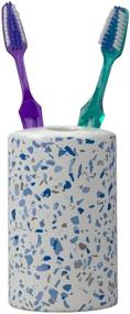 img 1 attached to Blue Trendy Terrazzo 4 Piece Ceramic Bath Accessory Set by Home Basics: Enhance Your Bathroom Décor