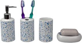 img 3 attached to Blue Trendy Terrazzo 4 Piece Ceramic Bath Accessory Set by Home Basics: Enhance Your Bathroom Décor