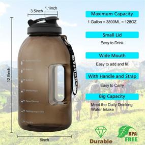 img 2 attached to 💪 Motivational Water Jug - MYSHAKER Large 1 Gallon Capacity with Wide Mouth, Handle Strap, and Leakproof BPA Free Material for Outdoor Sports, Fitness, Gym, Hiking - Reusable Time Marker Reminder Gallon Water Bottle