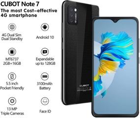 img 3 attached to 📱 Unlocked CUBOT Note 7 4G Smartphone, Android 10, 2GB RAM+16GB ROM, Expandable to 128GB via TF Card, 5.5 Inch Dewdrop Screen, Three Card Slots (Black)