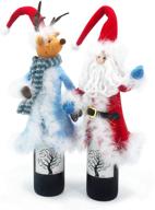 🎅 dream bridge handmade santa wine bottle covers: festive christmas toppers for protecting and decorating champagne bottles at wedding, holiday, and wine tasting parties логотип