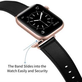 img 1 attached to 📱 Подлинный кожаный ремешок для Apple Watch Series 7/6/5/4/3/2/1/SE - черный/розовое золото