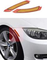 🔶 haneex front bumper side markers reflector light fender replacement for bmw 3 series e90 / e91 lci - crystal clear/smoke/amber/dark grey/red lens (amber lens) logo