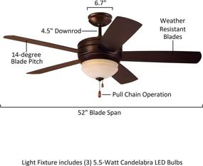 img 2 attached to 🌞 Kathy Ireland HOME Summerhaven LED Ceiling Fan: 52-Inch Outdoor Wet Rated Fixture, Venetian Bronze Finish