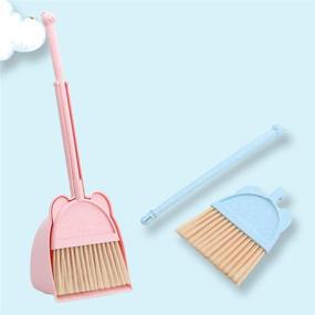 img 2 attached to 🧹 MAYEV Mini Broom and Dustpan Set for Kids - Little Housekeeping Helper (Pink)