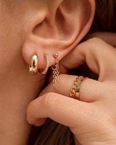 img 3 attached to Hypoallergenic 14K Gold Chunky Huggie Hoop Earrings for Girls - Small Thick Huggie Hoops