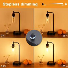 img 2 attached to Winshine Industrial Table Lamp with USB Ports: Stepless Dimmable Nightstand Reading Lamp for Bedroom, Living Room, Office - Includes 60W Equivalent Bulb!