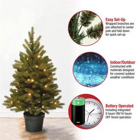 img 1 attached to 🎄 3ft Pre-Lit Jersey Frasier Fir Artificial Christmas Tree with Realistic Feel, White LED Lights, and Pot Base - by National Tree Company