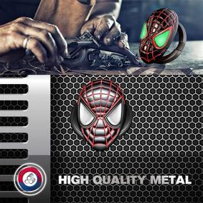 img 1 attached to 🚗 Car Engine Start Stop Ignition Push Button Cover - Auto Superhero Universal Decoration for Men, 3D Metal Anti-Scratch Protective Ring