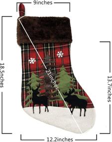 img 2 attached to ETERAMUS 21-inch Moose Christmas Stockings, Buffalo Reindeer Xmas Stocking, Plaid Rustic Farmhouse Hanging Bags with Deer, Snowflake, and Tree Design for Kids, Girls, Boys Holiday Decor