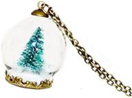 🎄 christmas tree snow globe necklace with flowers and fruits, glass ball pendant, holiday jewelry, miniature christmas tree necklace logo