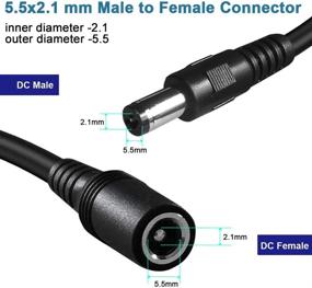 img 2 attached to 🔌 SIOCEN 2-Pack 6ft DC Extension Cord 5.5mm x 2.1mm Male to Female Power Cable – Ideal for CCTV Security, Surveillance, LED Strips, and More!