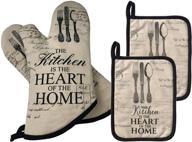 grevy quilted cotton pot holders & oven mitts set - heat resistant kitchen accessories for cooking or baking (4-piece) logo