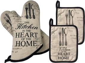 img 4 attached to GREVY Quilted Cotton Pot Holders & Oven Mitts Set - Heat Resistant Kitchen Accessories for Cooking or Baking (4-Piece)